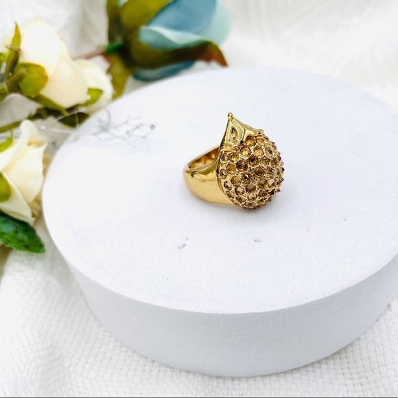 Auth Kate Spade Gold Into The Woods Hedgehog Cocktail Ring Size Of 6 - Picture 4 of 5